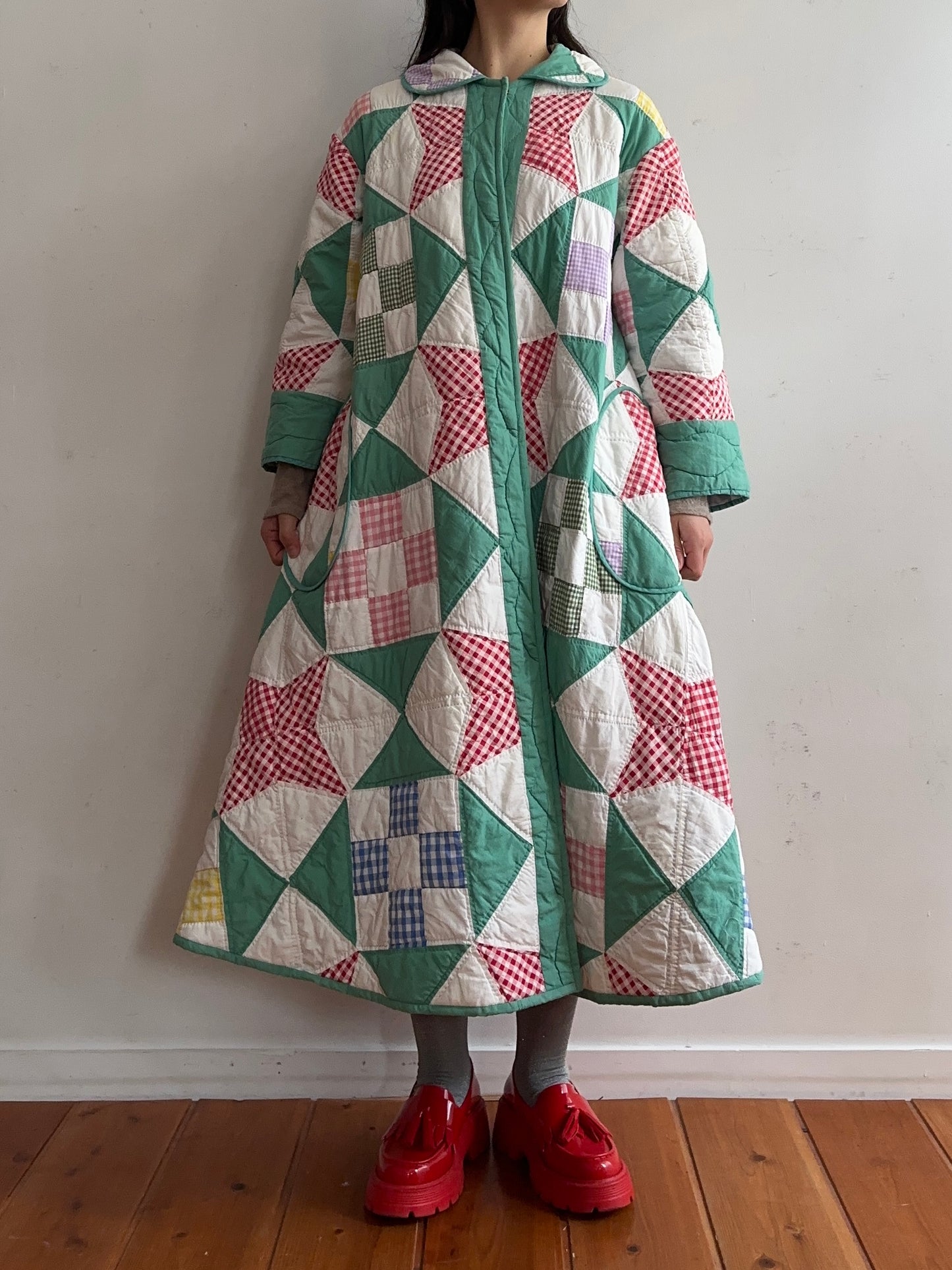 old quilt dress coat