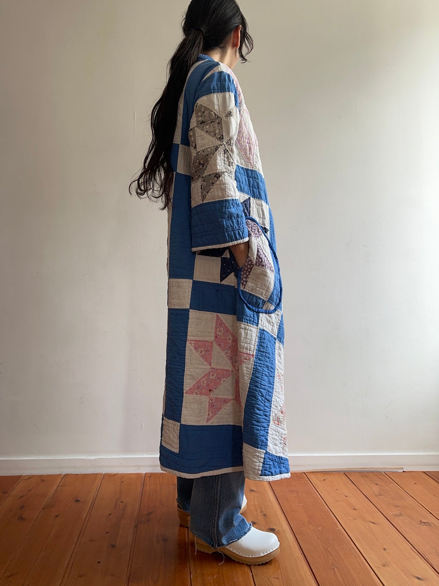 old quilt dress coat