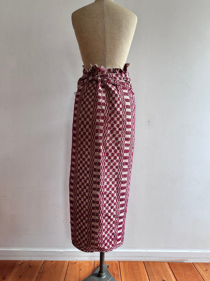 old coverlet wrap long skirt / bordeaux