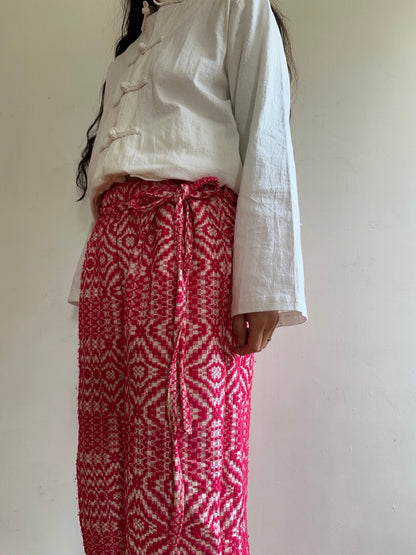 old coverlet tuck wide pants / pink × white