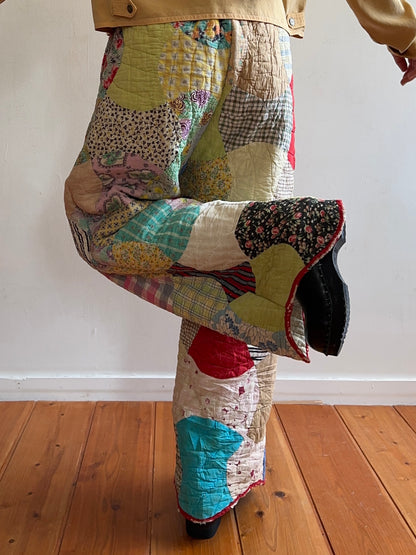 old quilt tuck wide pants