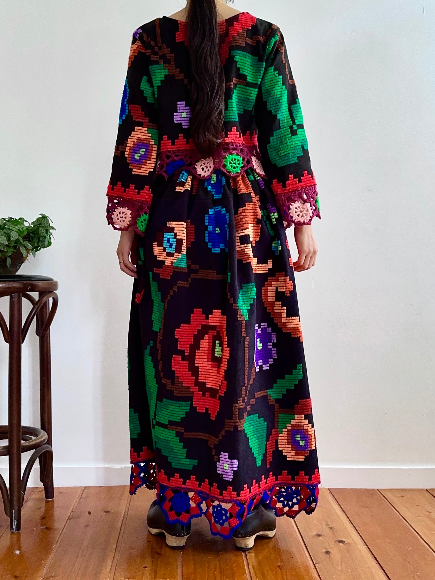 flower hand stitch gather skirt