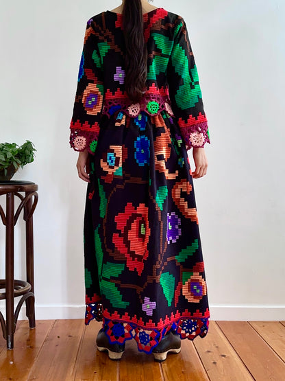 flower hand stitch gather skirt