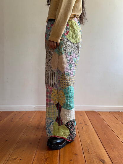 old quilt tuck wide pants
