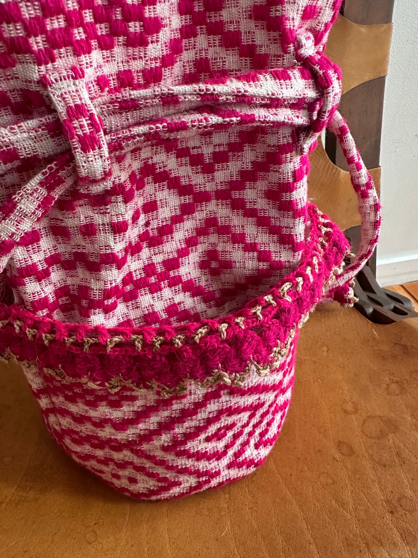 old coverlet pocket bag
