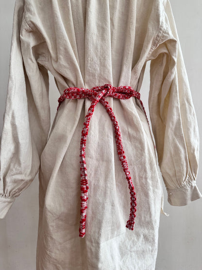 old coverlet work apron / red