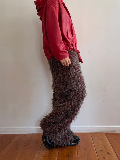 old fur pants / peacock mauve