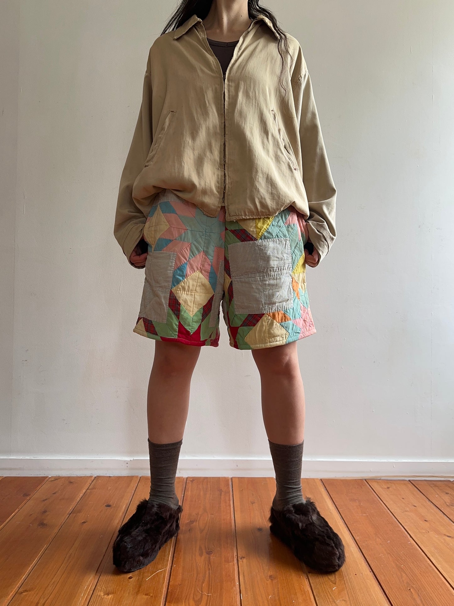 old quilt short pants