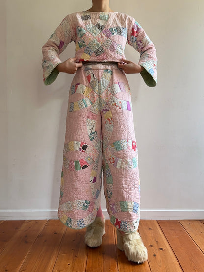 old quilt wide pants