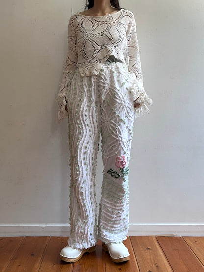 old chenille slim flare pants / muscat