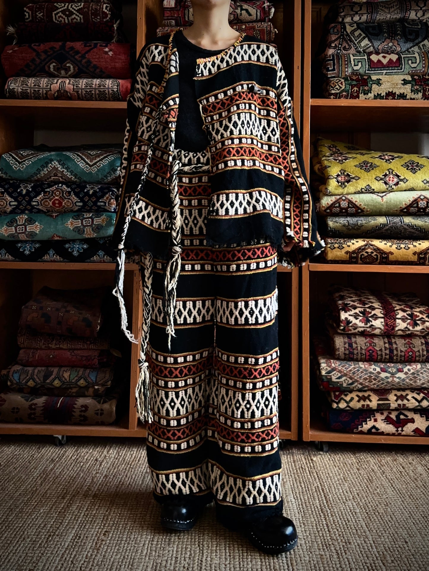 old handwoven textile set-up