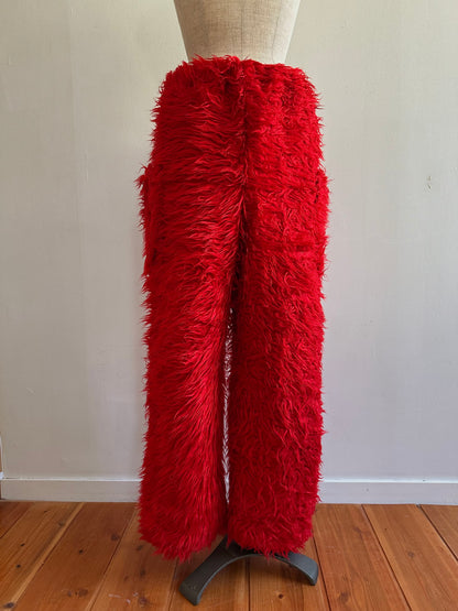 old fur pants / red