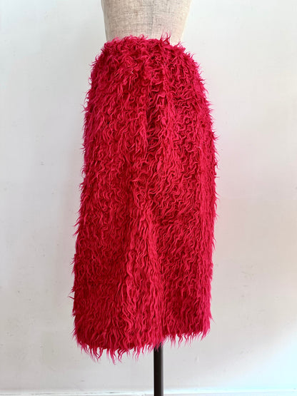 old fur half pants / neon pink