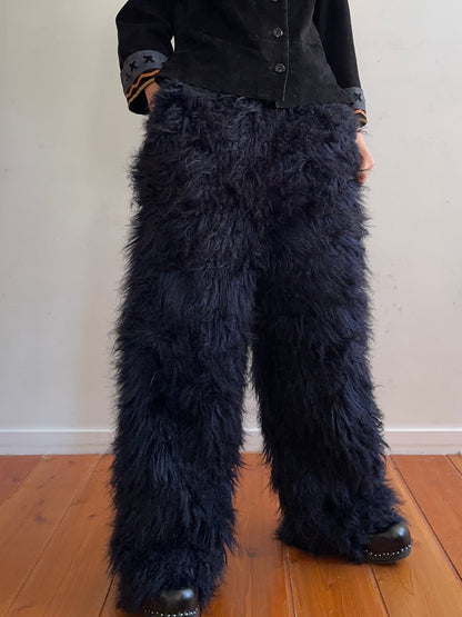 old fur pants / navy