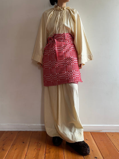 old coverlet wrap short skirt / red