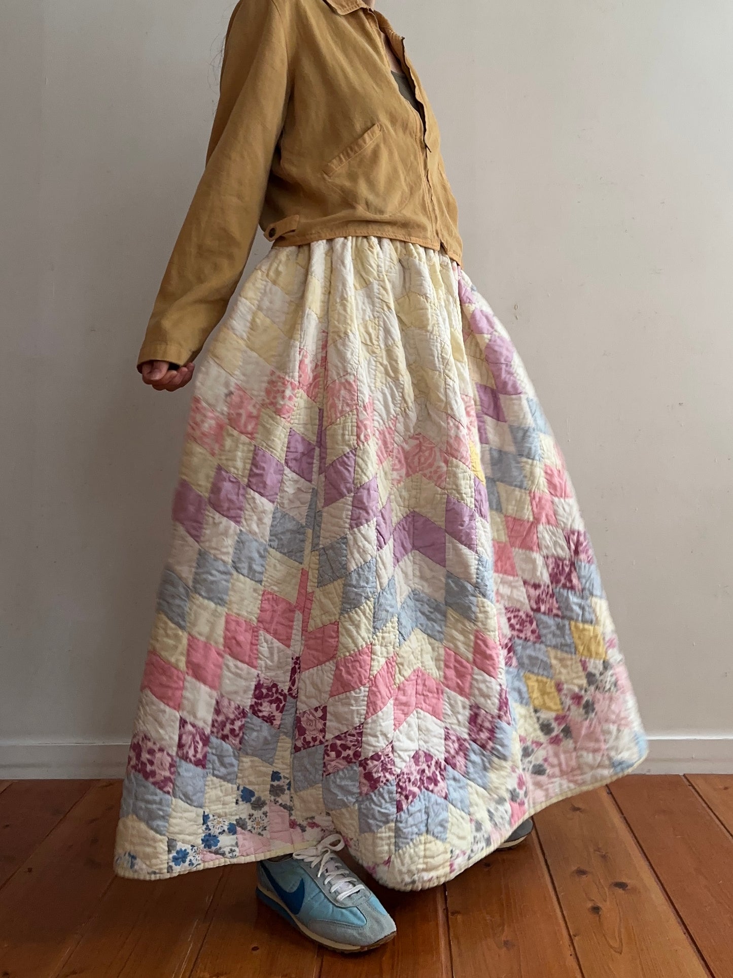 old quilt gather skirt