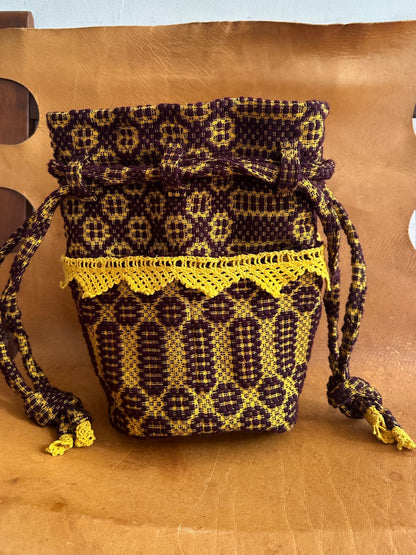old coverlet pocket bag
