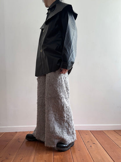 old fur wide pants / silver
