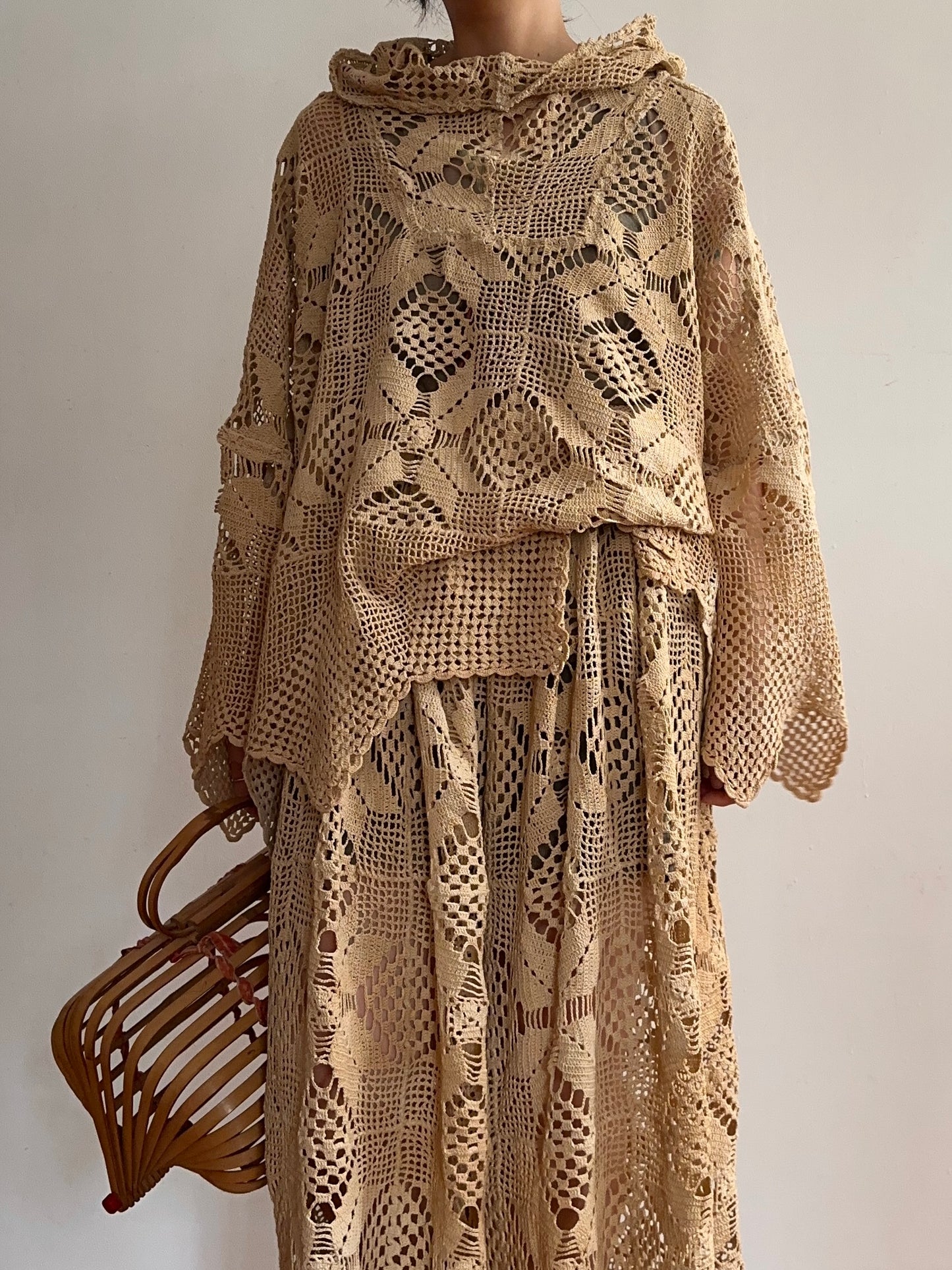 old crochet lace parka