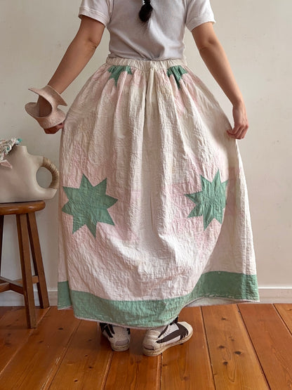 antique quilt pocket gather skirt