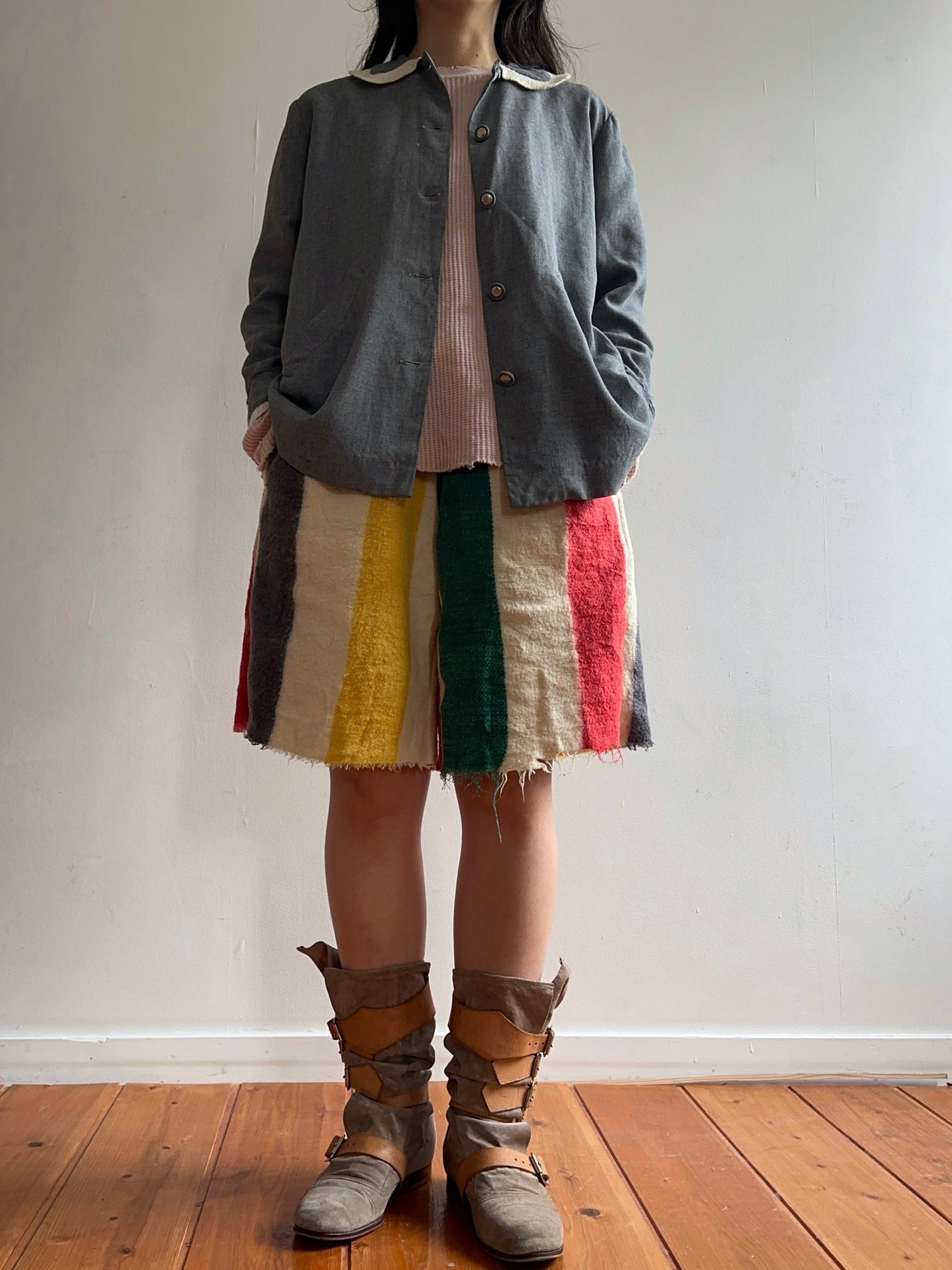 old blank short pants / stripe