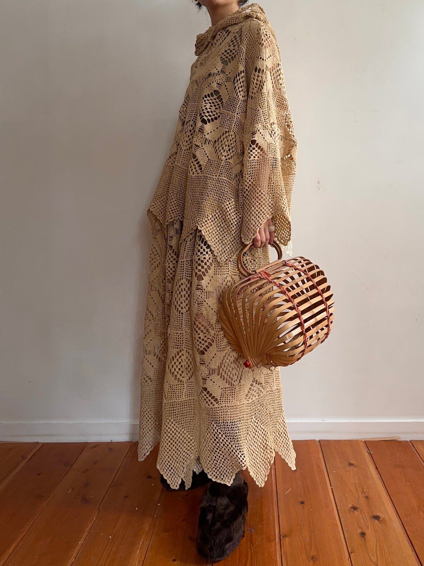 old crochet lace parka