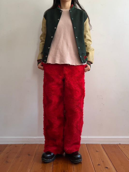 old fur pants /red