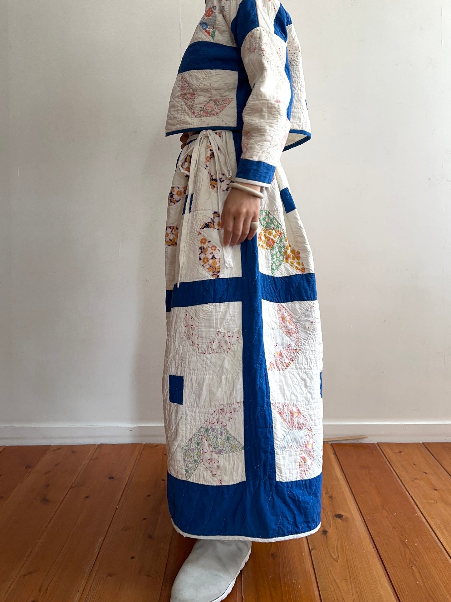 old quilt gather skirt