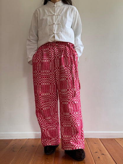 old coverlet tuck wide pants / pink × white
