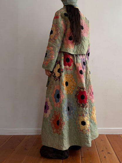 old quilt gather skirt
