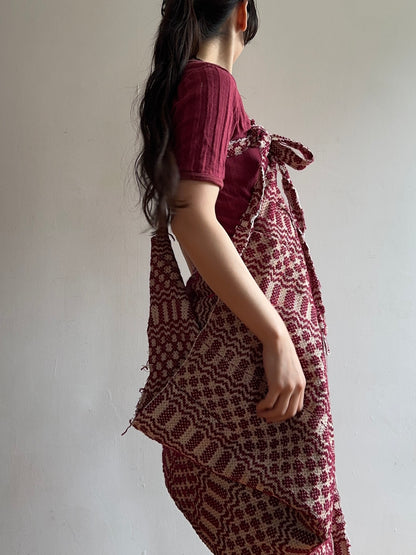 old coverlet wrap short skirt / bordeaux