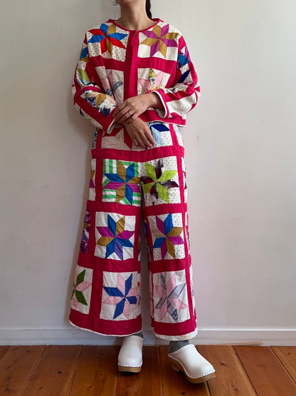 old quilt lantern sleeves short jacket