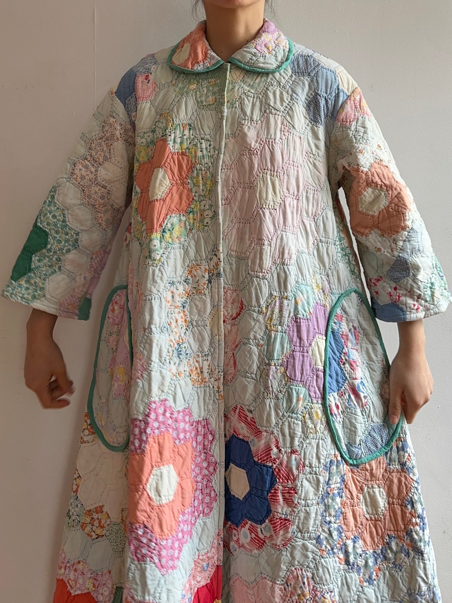 old quilt dress coat