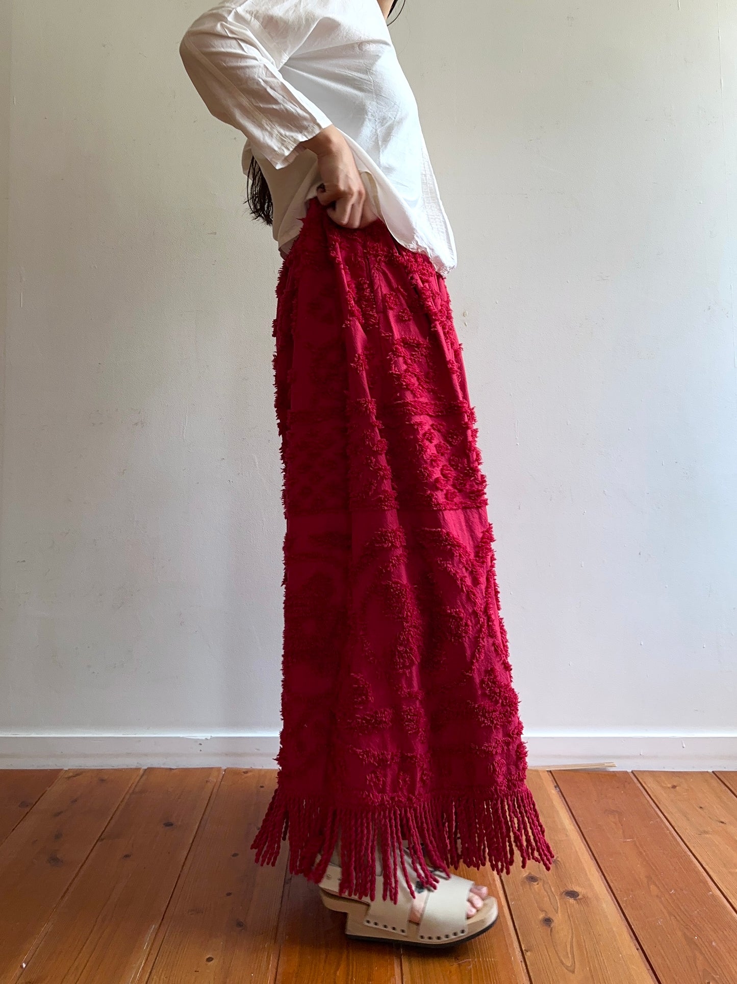 old chenille many tuck pants / ruby