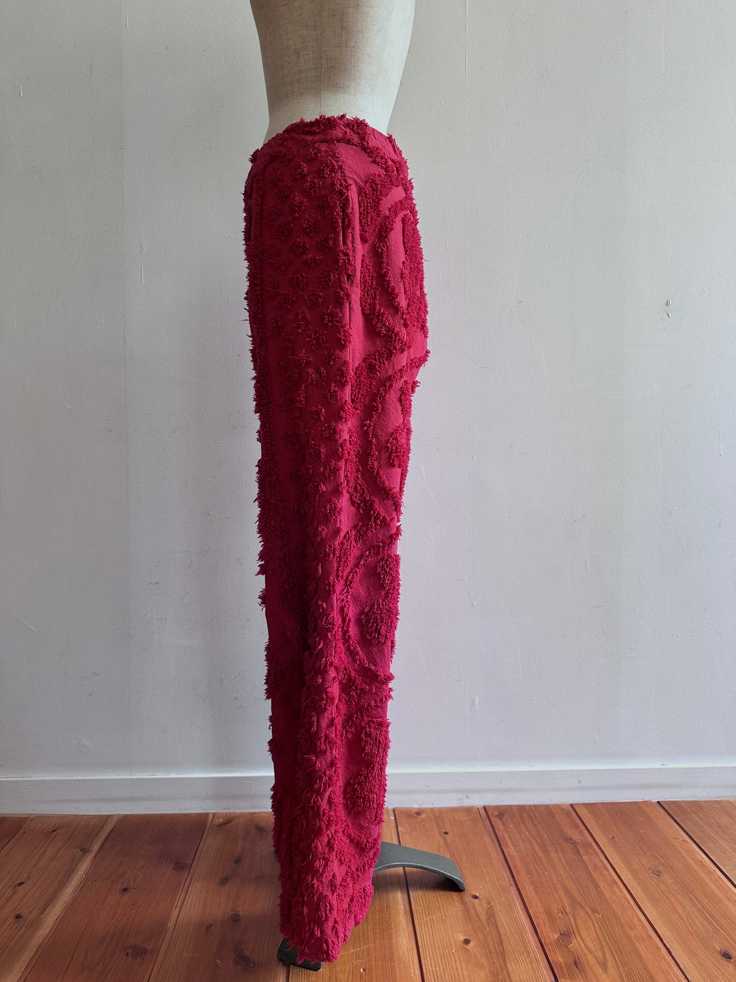 old chenille slim flare pants / ruby