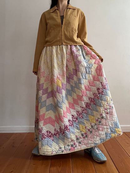 old quilt gather skirt
