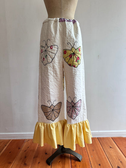old quilt butterfly frill pants
