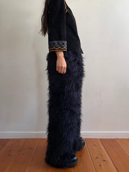 old fur pants / navy