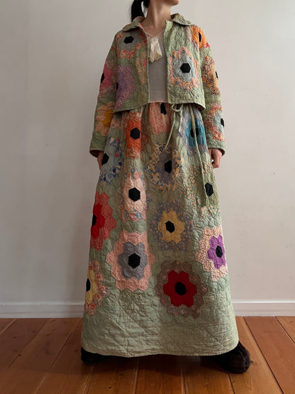 old quilt gather skirt