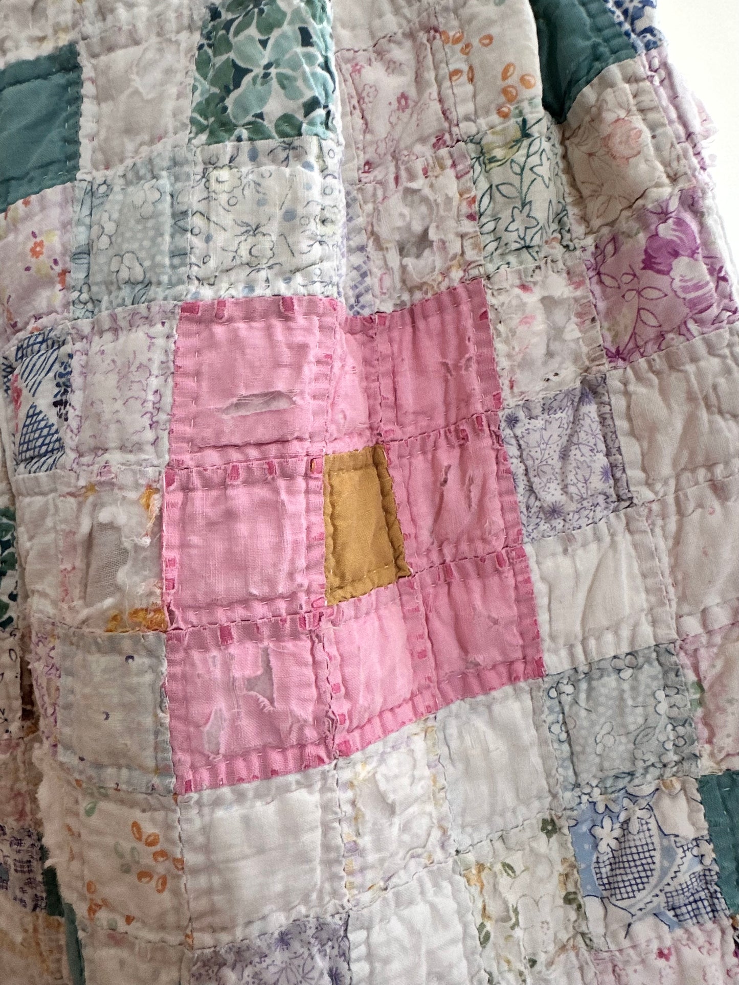 old quilt tuck short pants “boro”