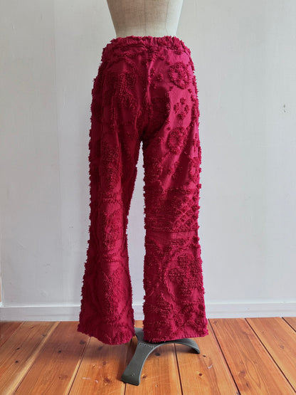 old chenille slim flare pants / ruby
