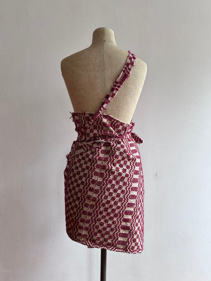old coverlet wrap short skirt / bordeaux