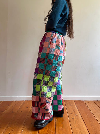 old quilt tuck wide pants
