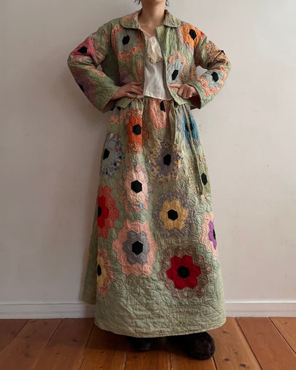 old quilt gather skirt