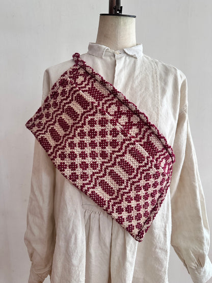 old coverlet work apron / purple