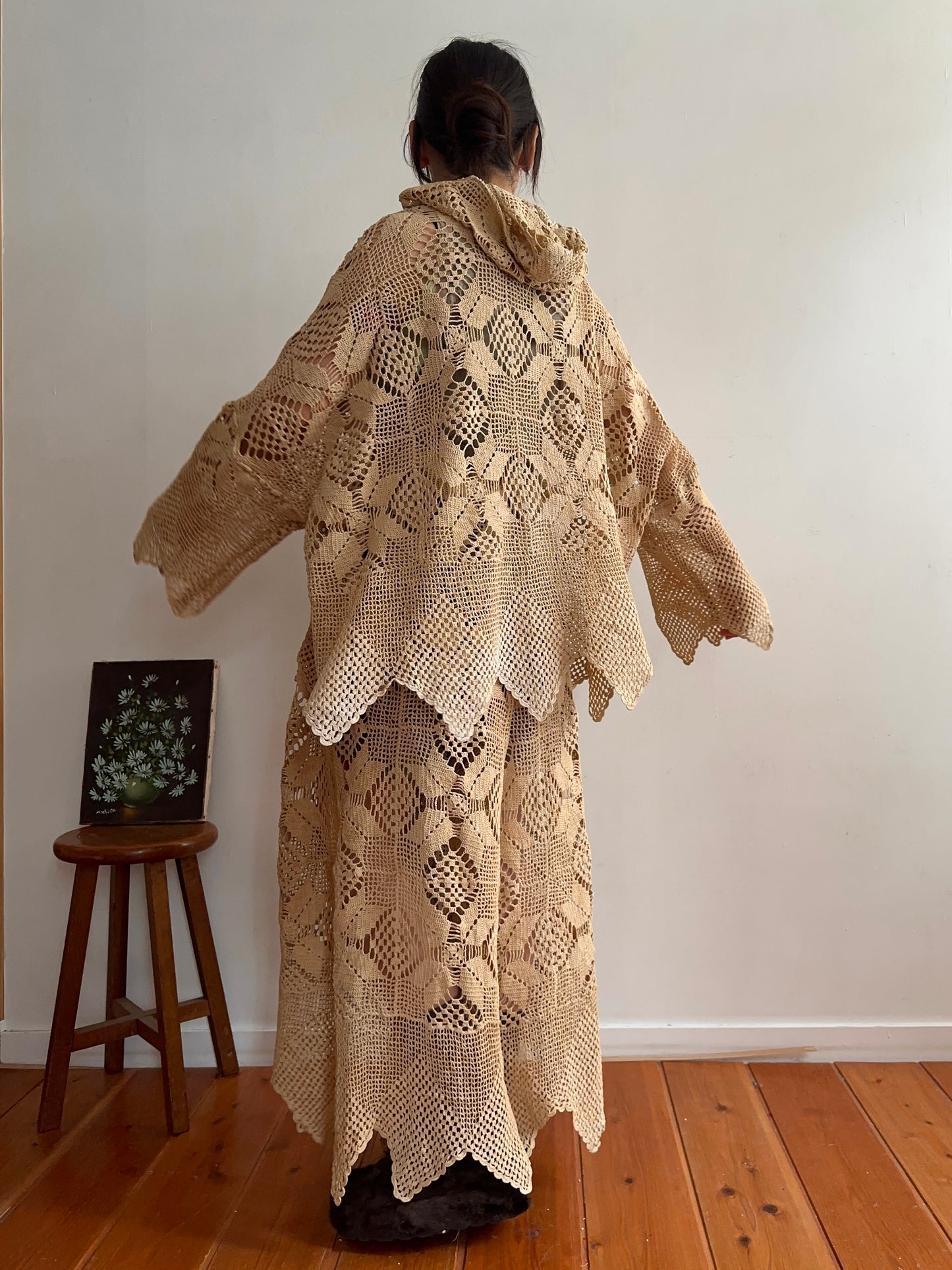 old crochet lace parka