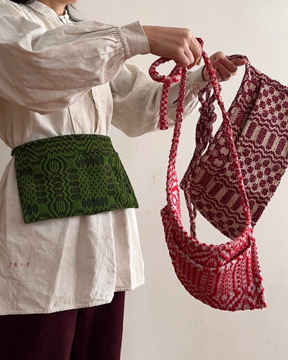 old coverlet work apron / purple