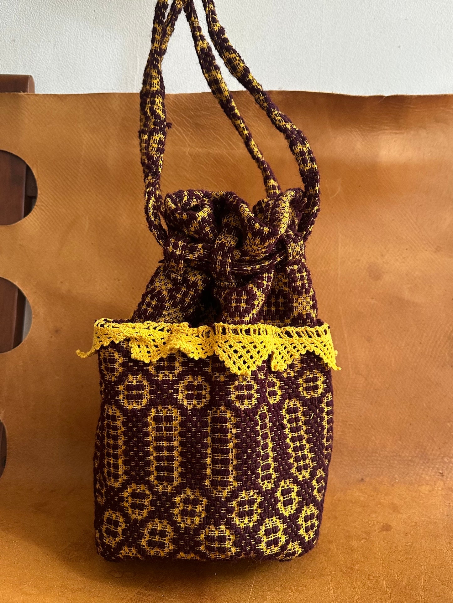 old coverlet pocket bag