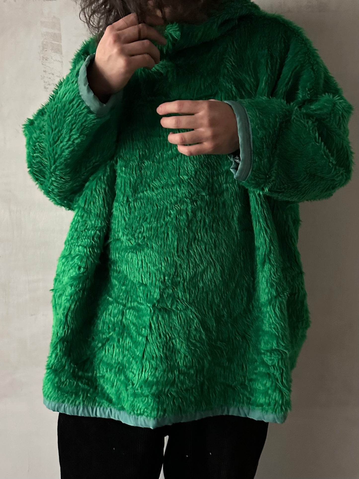 old fur parka / green