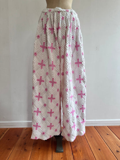 old crochet lace many tuck pants